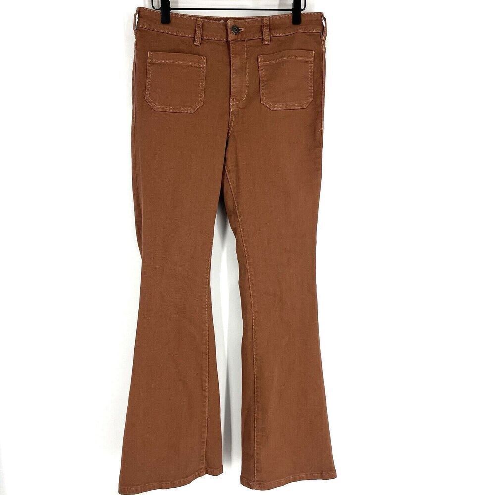 Anthropologie Pilcro Jeans Size 28 Brown Patch Pocket High Rise Skinny Bootcut